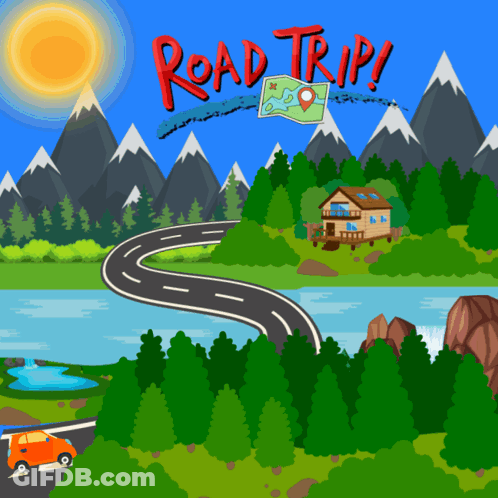 Road Trip With Mountains And Trees GIF