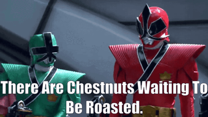 Roasted Chestnuts Waiting Power Rangers GIF