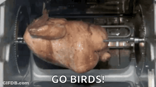 Roasted Chicken In Oven Saying Go Birds GIF