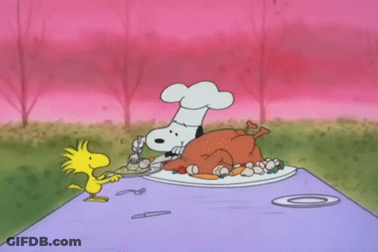 Roasted Chicken Peanuts Snoopy Thanksgiving GIF