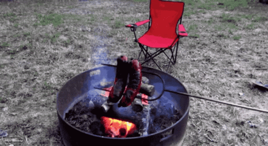 Roasted Sausage Camp Fire Cooking GIF