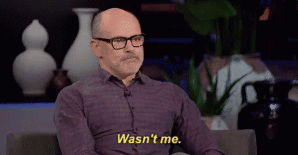 Rob Shaking Head Says It Wasn't Me GIF