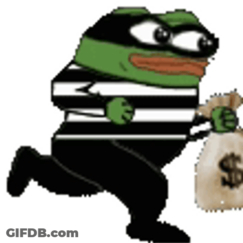 Robber Pepe The Frog Bolting Out GIF