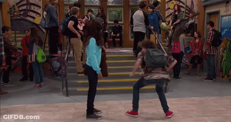 Robbie Karate Kick To Elizabeth Gillies GIF