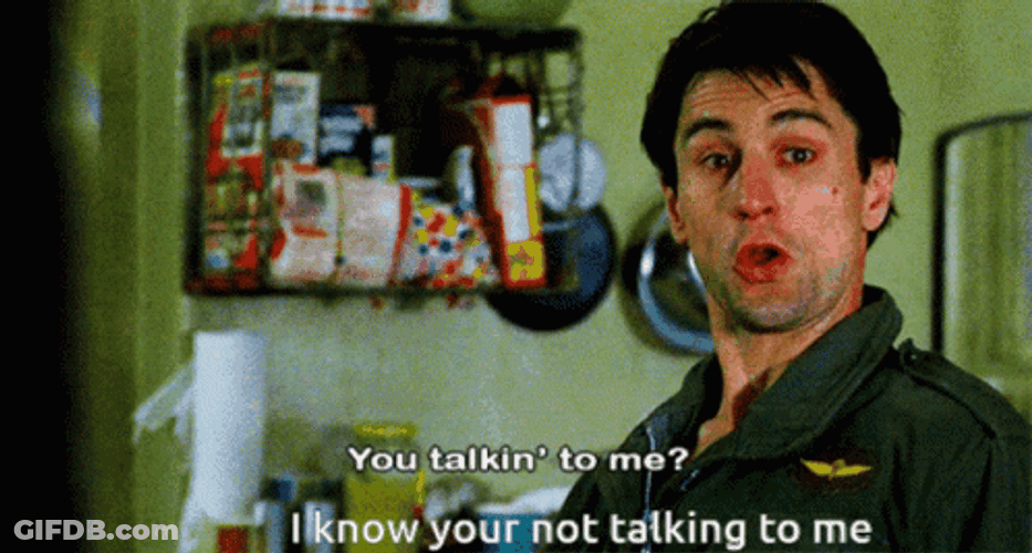Robert Asking You Talking To Me Seriously GIF