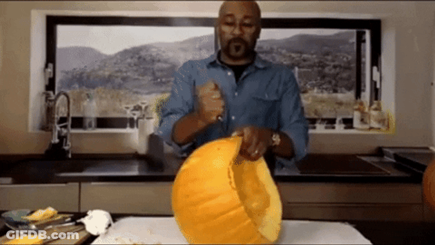 Robert Blackmon Stabbing A Pumpkin GIF