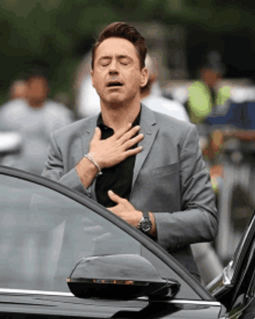 Robert Downey Iron Man Phew GIF
