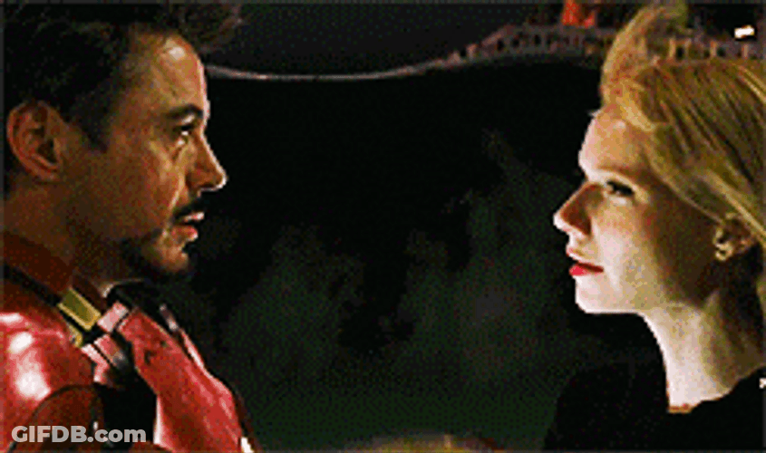 Robert Downey Jr Iron Man Suit Up Received Kiss GIF