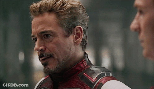 Robert Downey Jr. Is Playing Iron Man In Avengers : Endgame And Talking To Another Man . GIF