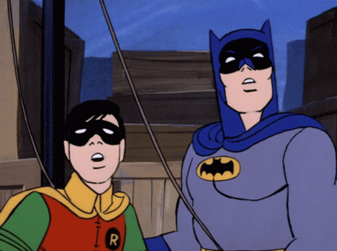 Robin And Batman Looking Up GIF