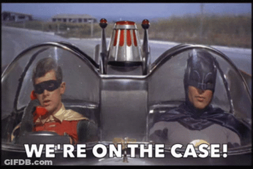 Robin And Batman On The Case In A Car GIF