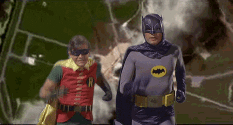 Robin And Batman Running Together GIF