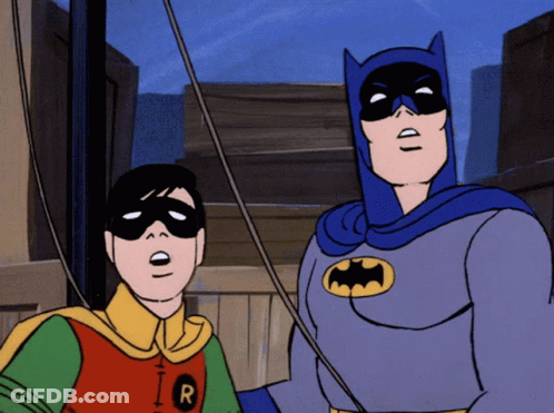 Robin And Batman Standing Together In Cartoon GIF