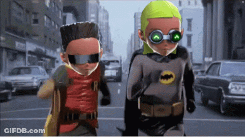 Robin And Batman Walking Down Street GIF