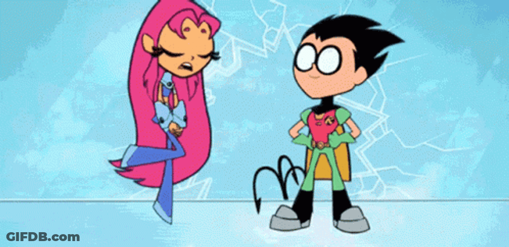 Robin Catches Starfire GIF