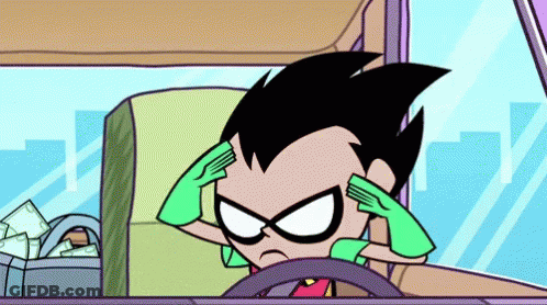 Robin Driving Car Hands On Head GIF