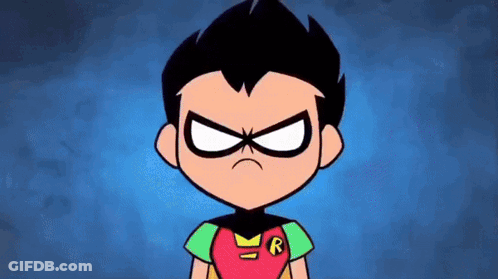 Robin From Teen Titans Go Angry Face Mask GIF