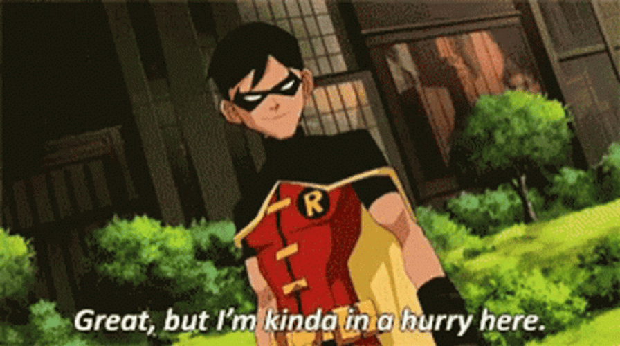 Robin Great But Kinda In A Hurry Here GIF