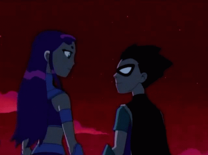 Robin Hugging Starfire GIF