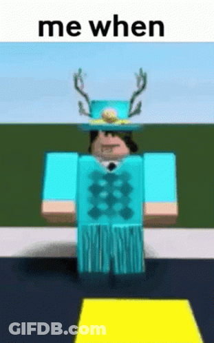 Roblox Character In Blue Dress And Antler Hat GIF