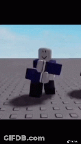 Roblox Character In Blue Shirt Dancing On Tile Floor GIF