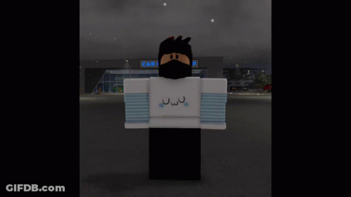 Roblox Character In Front Of Cafe Building GIF