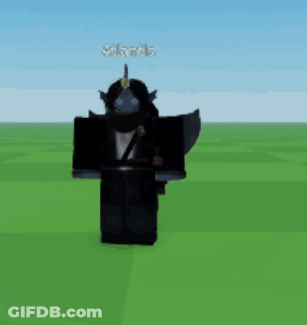 Roblox Character In Grassy Field With Blue Sky GIF
