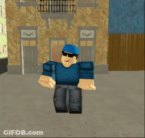 Roblox Character In Sunglasses And Blue Hat GIF