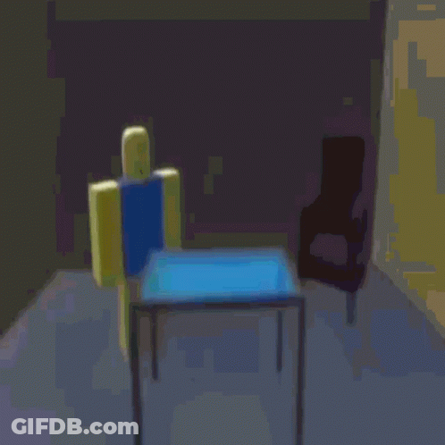 Roblox Character Next To Blue Chair GIF