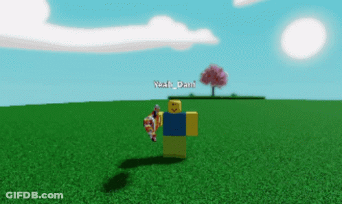 Roblox Character Saying Walk Dani In Grassy Field GIF