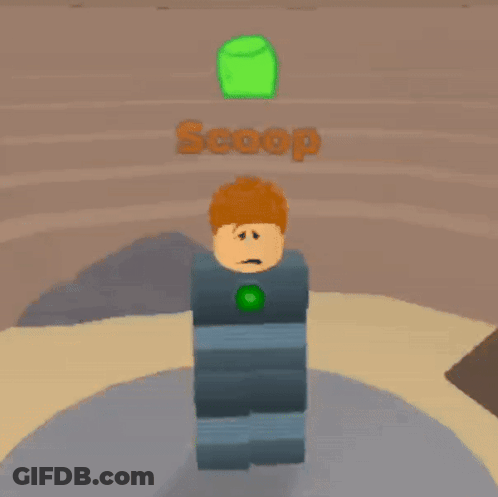 Roblox Character Scoop Tied Up In Front Of Green Object GIF