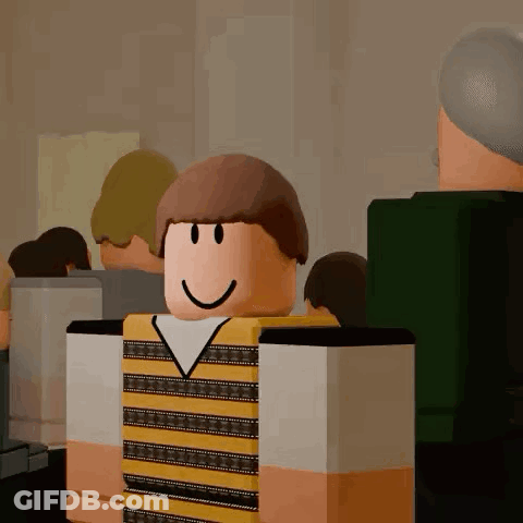Roblox Character Standing In Crowd Smiling GIF