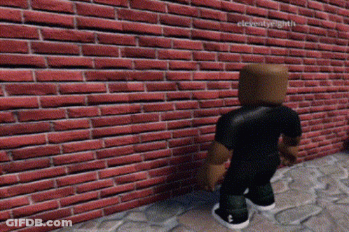 Roblox Character Standing In Front Of Brick Wall GIF