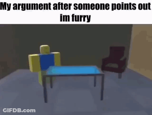Roblox Character Standing Next To Broken Table GIF