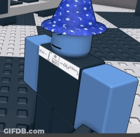 Roblox Character Wearing Blue Hat With Math Formula GIF