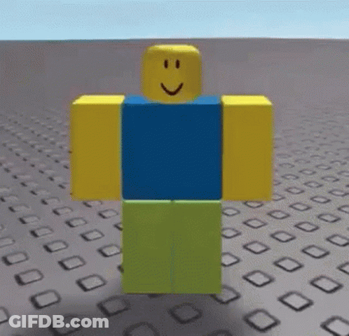 Roblox Character With Smiley Face Standing On Gray Surface GIF