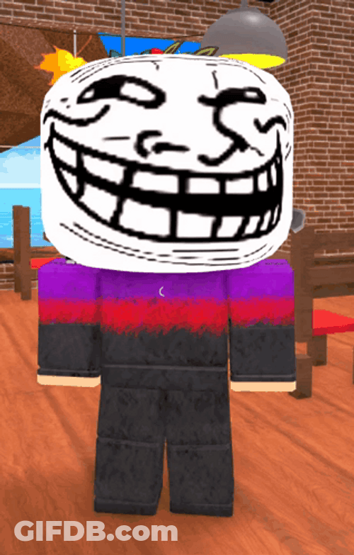 Roblox Character With Troll Meme Face GIF
