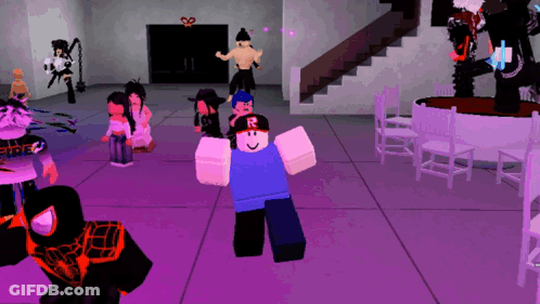 Roblox Characters Dancing In Purple Room GIF