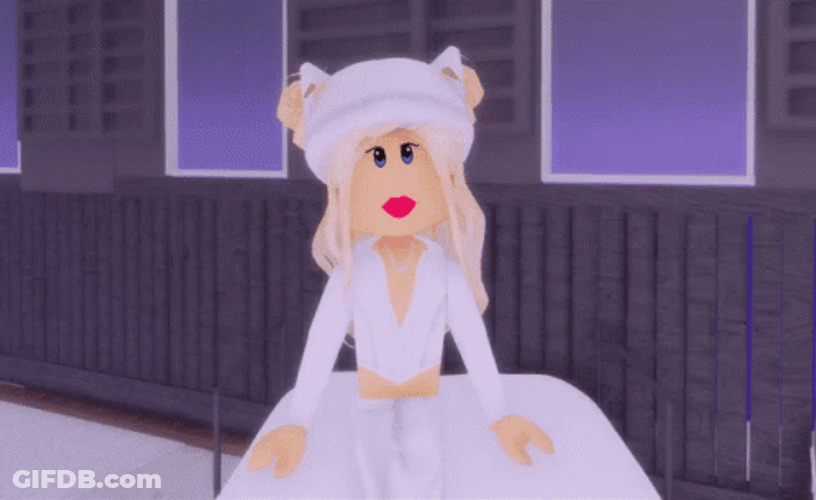 Roblox Girl Standing In White Gown GIF