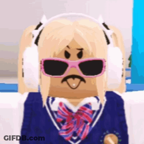 Roblox Girl With Headphones Sunglasses Mustache GIF