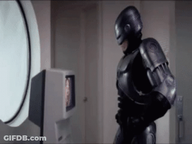 Robocop Destroying TV GIF