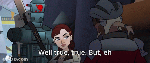 Robot And Woman Saying Well True True But Eh GIF