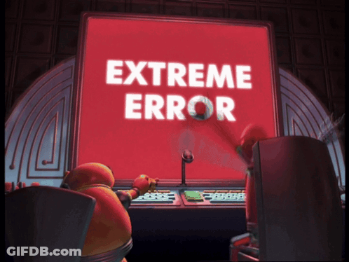 Robot At Desk With Extreme Error Screen GIF