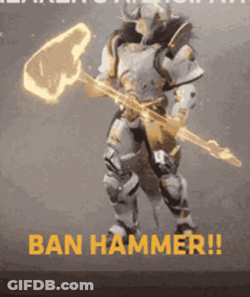 Robot Ban Hammer Fiery GIF