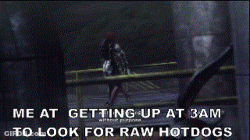 Robot Caption Me At Getting Up At 3 Am To Look For Raw Hotdogs GIF