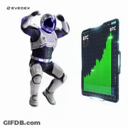 Robot Dancing In Front Of BTC Screen GIF