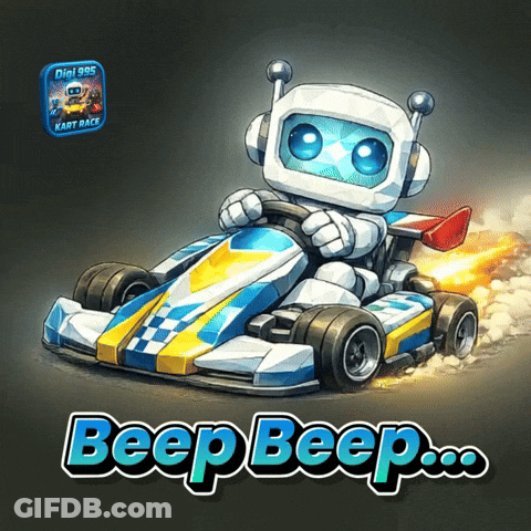 Robot Driving Go Kart Saying Beep Beep GIF
