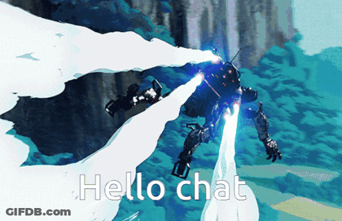 Robot Flying Hello Chat GIF
