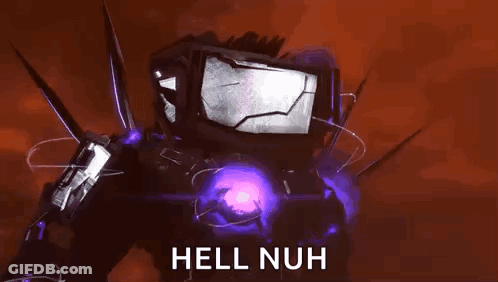Robot Flying Saying Hell Nuh GIF