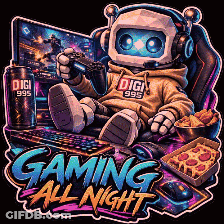 Robot Gaming All Night GIF